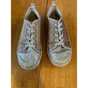 Toms Silver Gold Glitter Sneakers Shoes Girls Youth Size 2